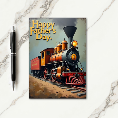 Steam Train Fathers Day Art Card