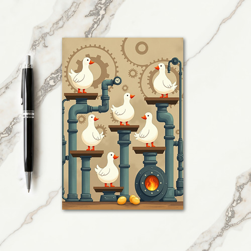 Steampunk Bird Christmas Card