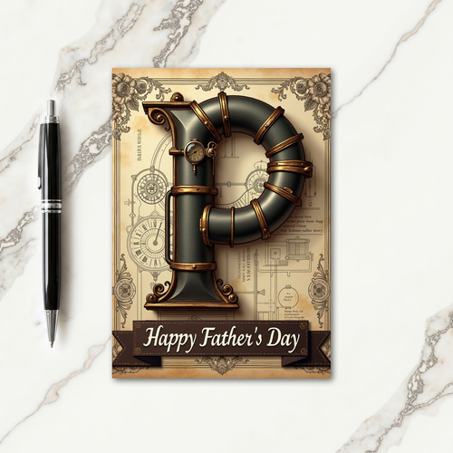Steampunk Fathers Day Letter Card