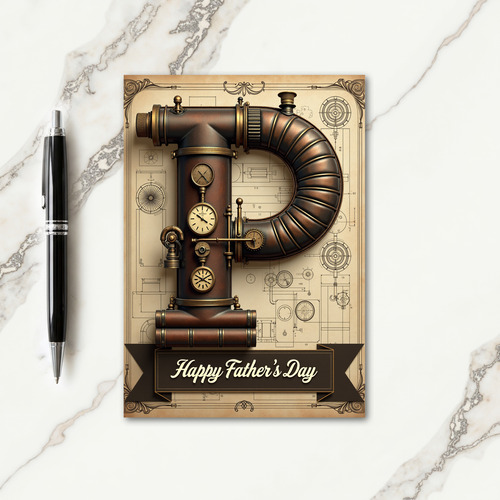 Steampunk P Fathers Day Card