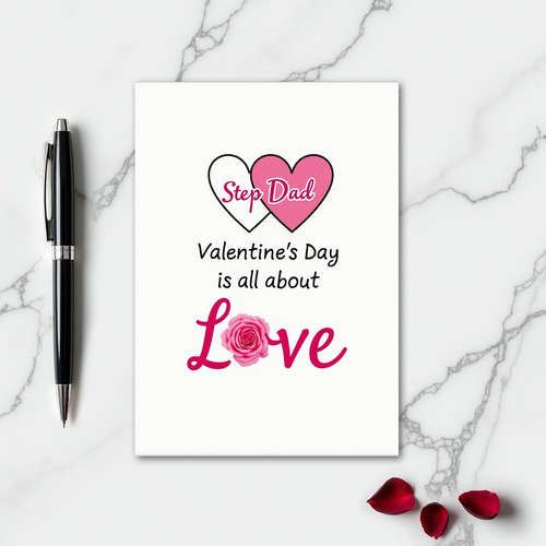 Step Dad Valentine Pink Hearts Card