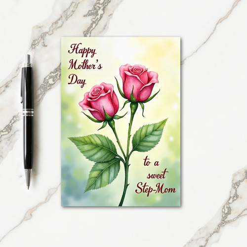 Step Mom Floral Hearts Card
