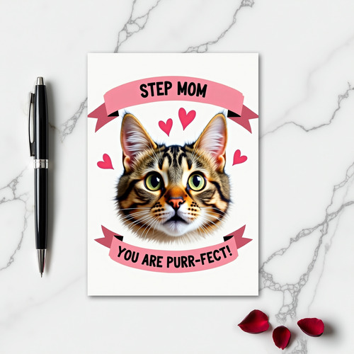 Step Mom Purrfect Tabby Cat Card