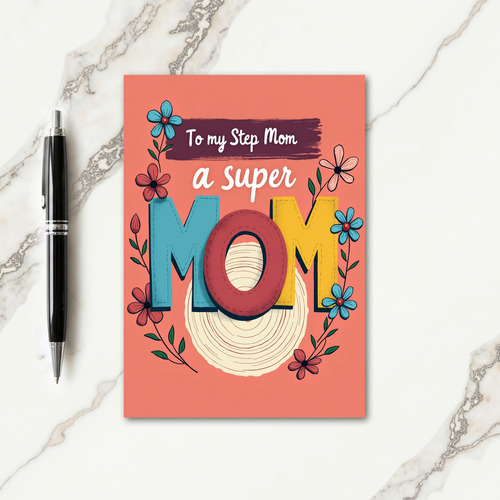 Step Mom Quilted Letters Card