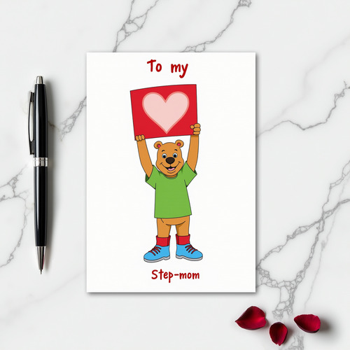 Stepmom Bear Heart Love Card