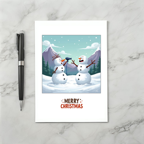 Stick Em Up Snowman Greeting Card