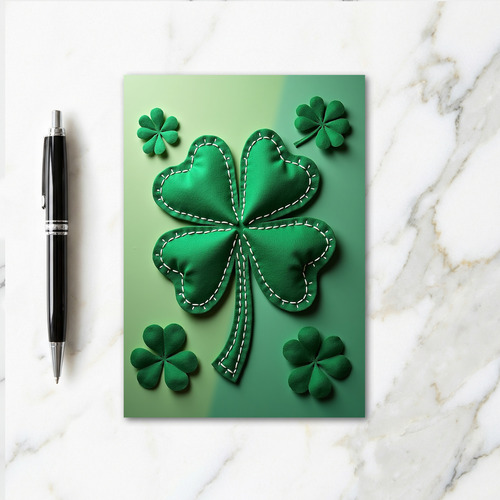 Stitched Clover Felt Good Luck Card