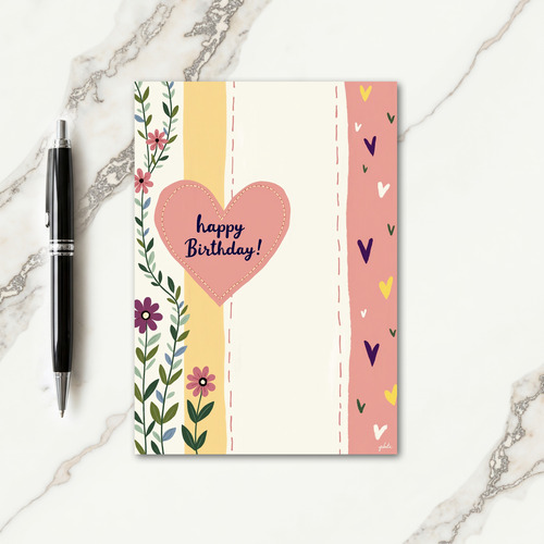 Stitched Heart Birthday Wish Card