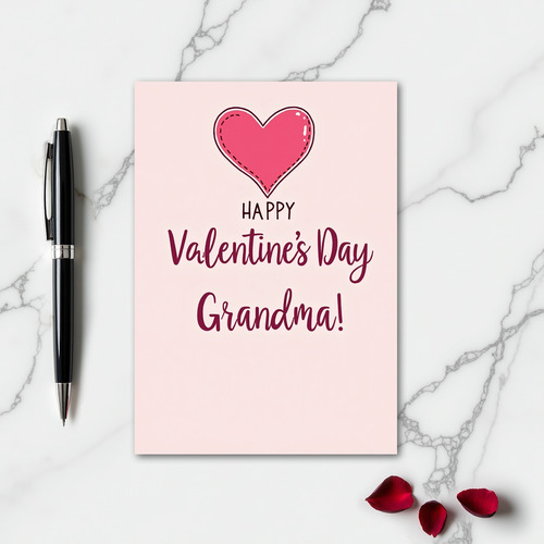 Stitched Heart Valentines Grandma Card