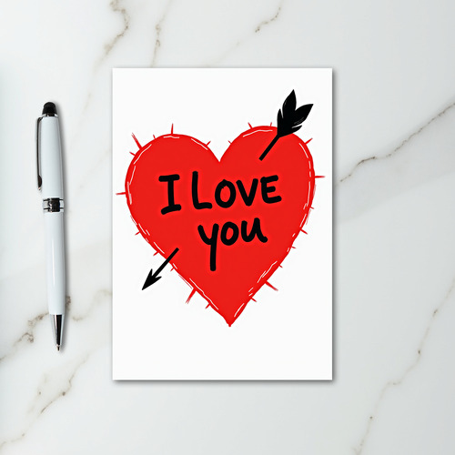 Stitched I Love You Heart Card