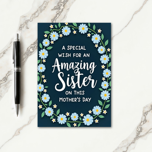 Striped Azure Bloom Thanks Card