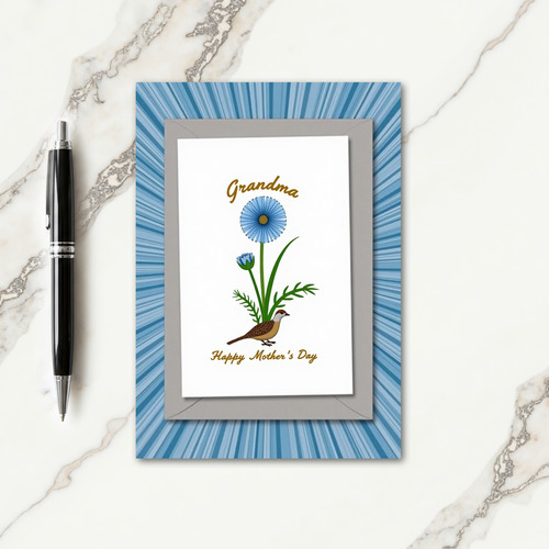 Striped Azure Floral Greeting Card