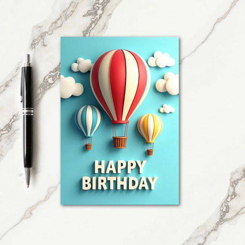 Striped Balloon Birthday Card