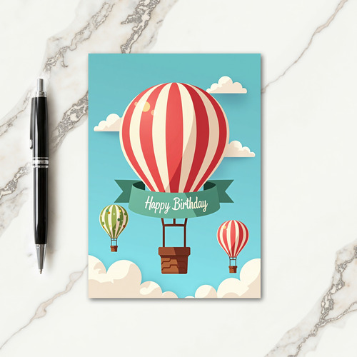 Striped Balloon Birthday Wish Card