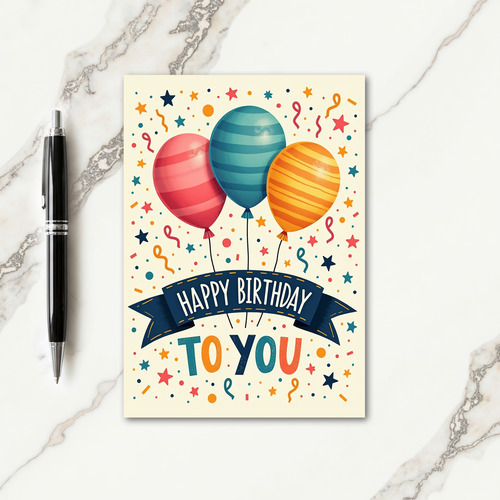 Striped Balloons Birthday Card