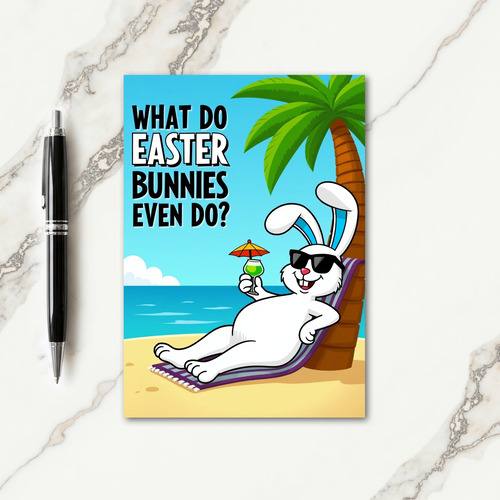 Striped Beach Bunny Vacation Card