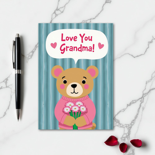 Striped Bear Grandma Love Card