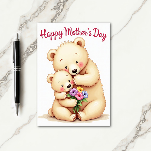Striped Bear Hugs Bouquet Card