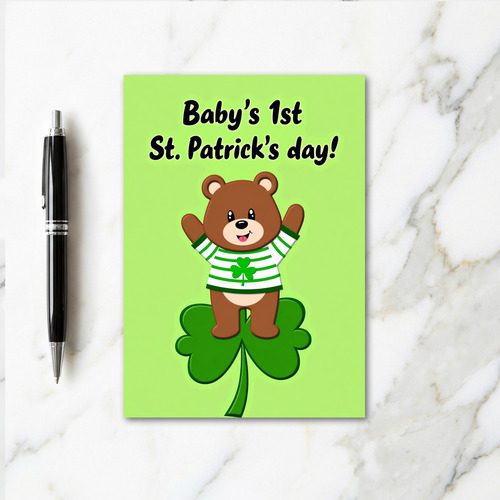 Striped Bear Shamrock First Card