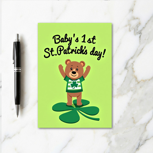 Striped Bear Shamrock Holiday Card
