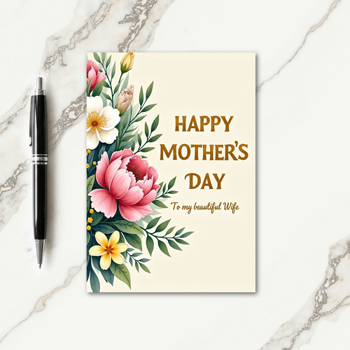 Striped Beautiful Wife Day Card