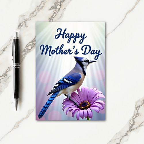 Striped Bird Floral Celebration Card