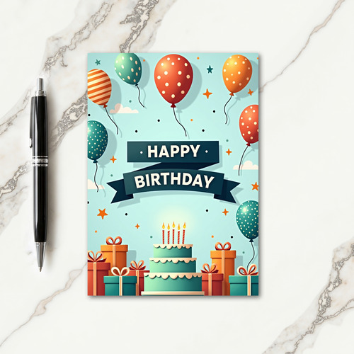 Striped Birthday Cake Card