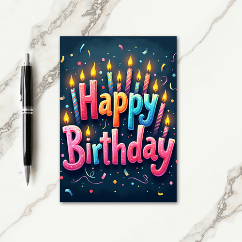 Striped Birthday Candle Card