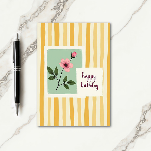 Striped Bloom Birthday Card
