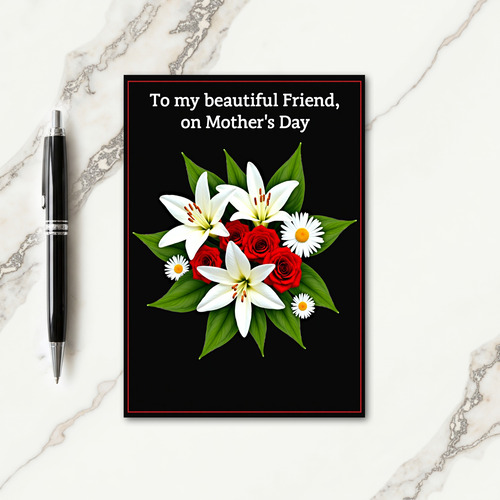 Striped Blooms Friend Mothers Card