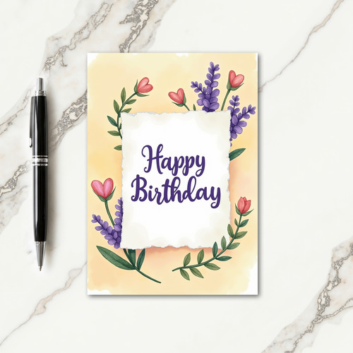 Striped Blossom Birthday Card