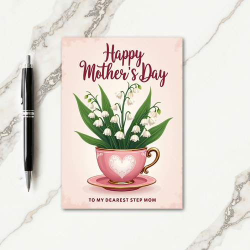 Striped Blossom Teacup Card