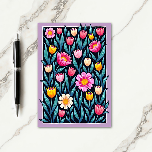 Striped Blossoms Art Design Card