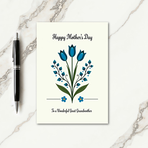 Striped Blue Blossom Greeting Card