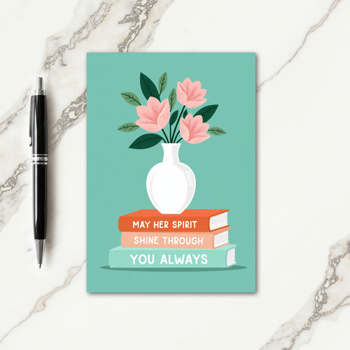 Striped Books Floral Still Life Card