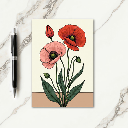 Striped Botanical Bloom Card