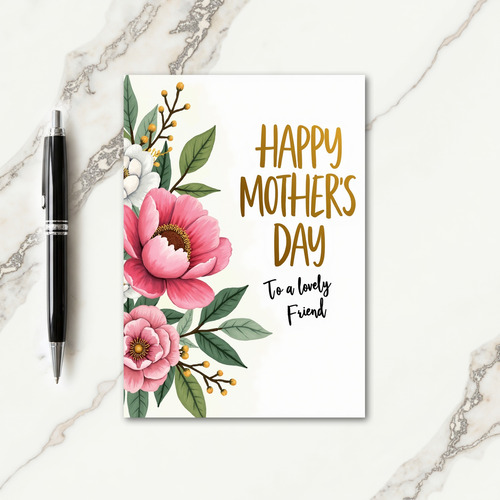 Striped Botanical Golden Script Card