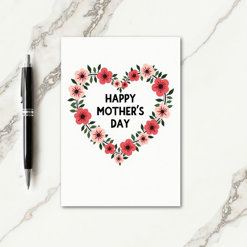 Striped Botanical Heart Mothers Card