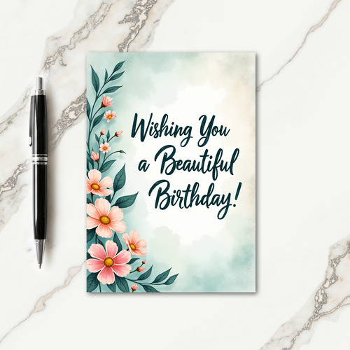 Striped Botanical Wishes Card