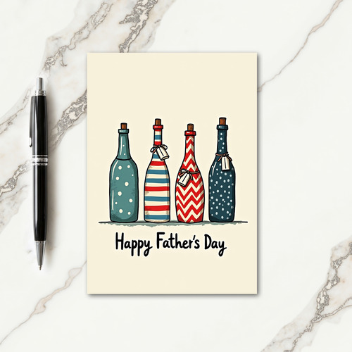 Striped Bottles Fathers Day Card