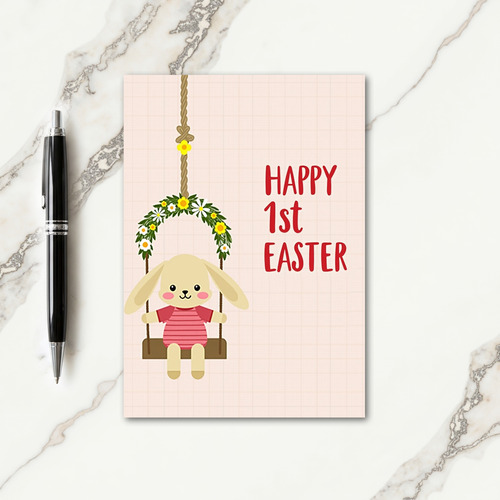 Striped Bunny First Easter Card