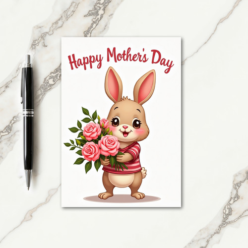Striped Bunny Mothers Day Card