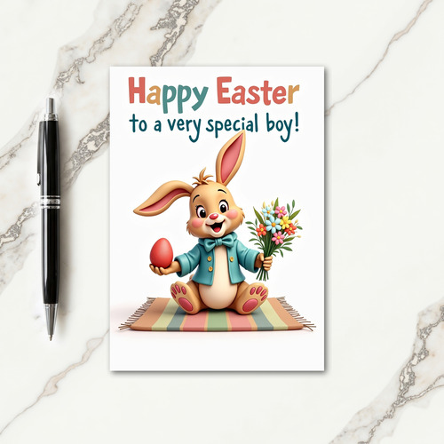 Striped Bunny Spring Card