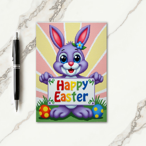 Striped Bunny Springtime Card