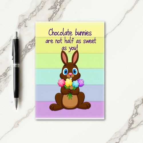 Striped Bunny Sweet Note Card