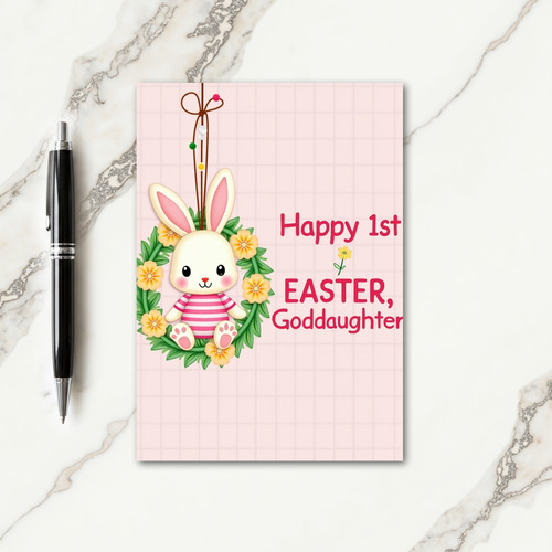 Striped Bunny Wreath Easter Card