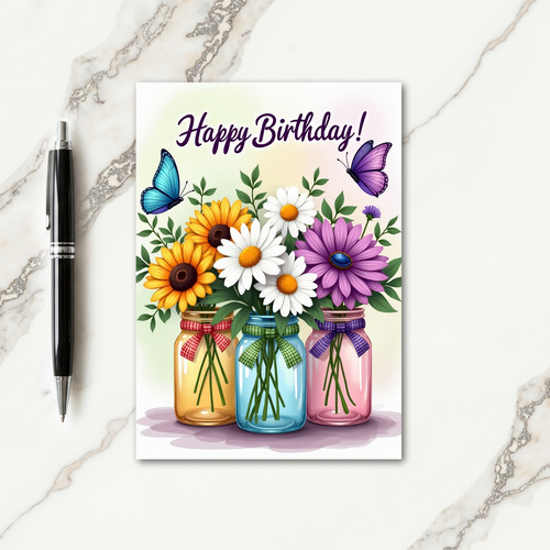 Striped Butterfly Bouquet Card