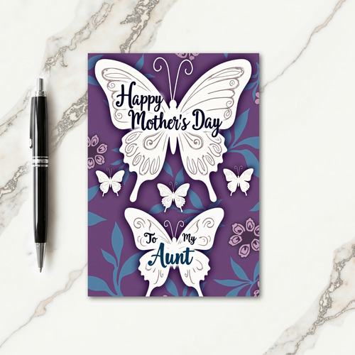 Striped Butterfly Wishes Aunt Card
