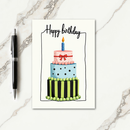 Striped Cake Birthday Card