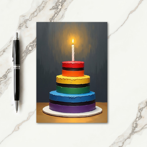 Striped Cake Candle Card